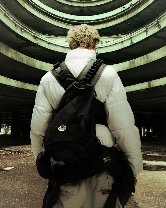 BLACK IN BLACK SLING BAG