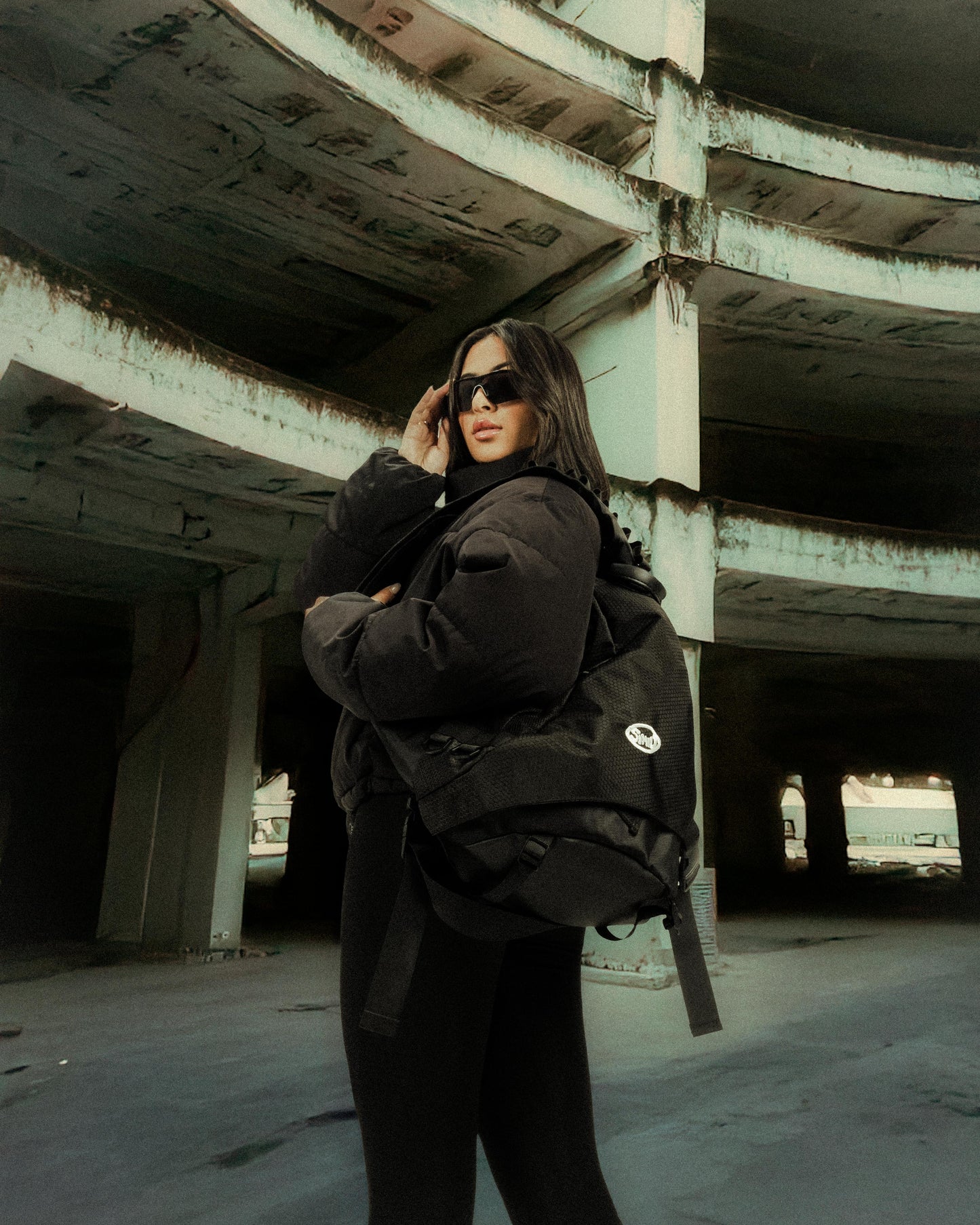 BLACK IN BLACK SLING BAG